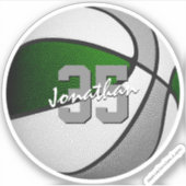 Groen Grijs Basketbal Team Kleuren Speler Naam Sticker (Voorkant)