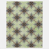 Groen, grijs, Bronze, wit bloempatroon Fleece Deken (Voorkant)