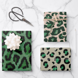 Groen Grijs Bruin Zwart Leopard Dierenprint Inpakpapier Vel