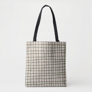Groen Grijs Check Patroon Elegant en Praktisch Tote Bag