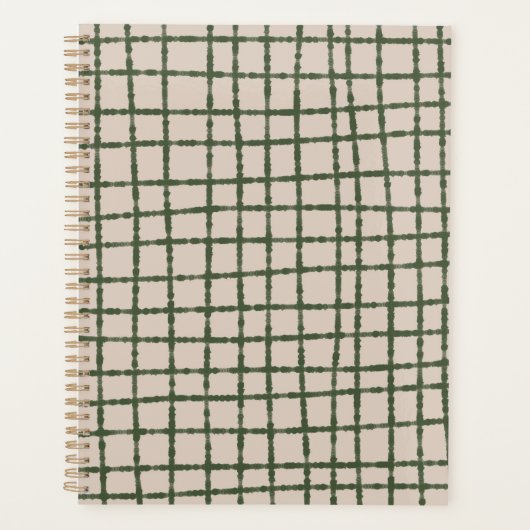 Groen Grijs Check Patroon Modern & Minimalistisch Planner (Voorkant)