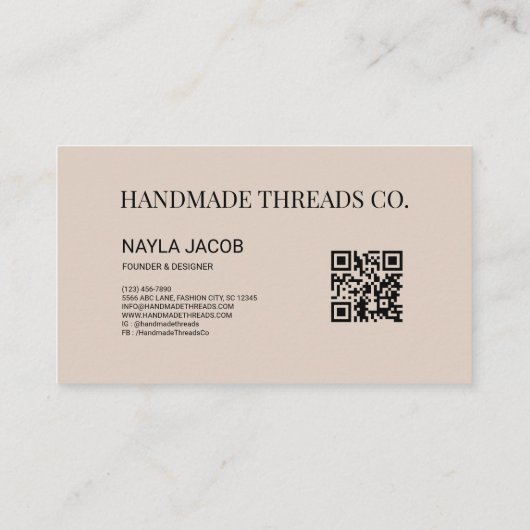 Groen Grijs Checkerboard Patroon QR Code Handgemaa Visitekaartje (Achterkant)