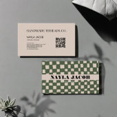 Groen Grijs Checkerboard Patroon QR Code Handgemaa Visitekaartje