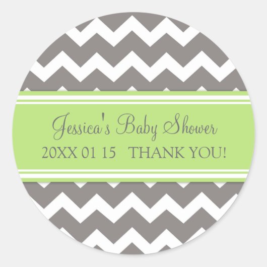 Groen Grijs Chevron Baby shower Favor Stickers (Voorkant)
