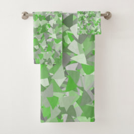 Groen Grijs Driehoek Patroon Bad Handdoek