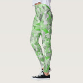 Groen Grijs Driehoek Patroon Leggings (Links)