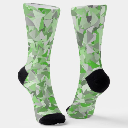 Groen Grijs Driehoek Patroon Sokken (Gebogen)