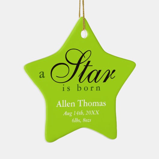 Groen grijs een ster is geboren baby naambekendmak keramisch ornament (Rechts)