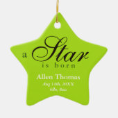 Groen grijs een ster is geboren baby naambekendmak keramisch ornament (Voorkant)