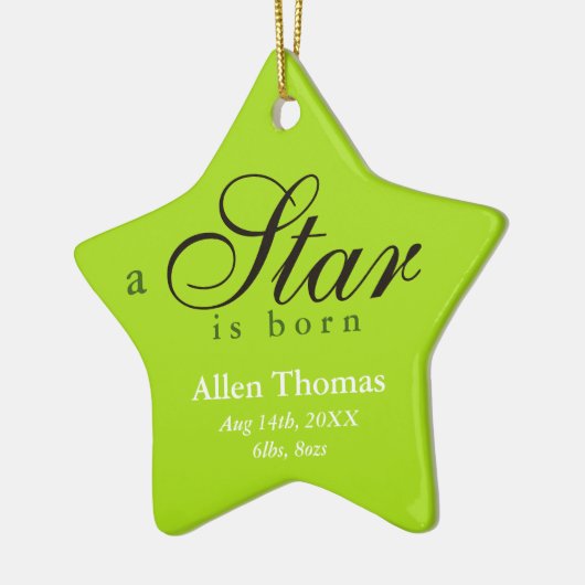 Groen grijs een ster is geboren baby naambekendmak keramisch ornament (Links)