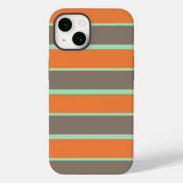 Groen, grijs en oranje strepenpatroon Case-Mate iPhone 14 hoesje