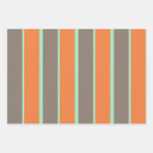 Groen, grijs en oranje strepenpatroon inpakpapier vel (Voorkant)