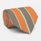 Groen, grijs en oranje strepenpatroon stropdas (Opgerold)