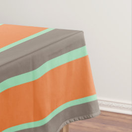 Groen, grijs en oranje strepenpatroon tafelkleed