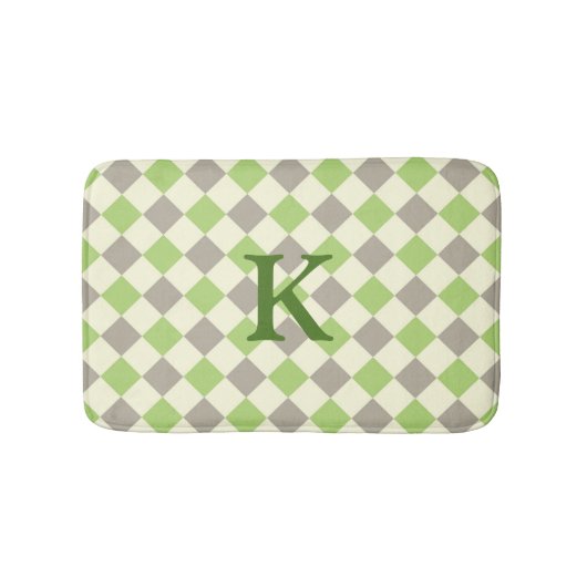 Groen, grijs en White Argyle Bath Mat (Voorkant)