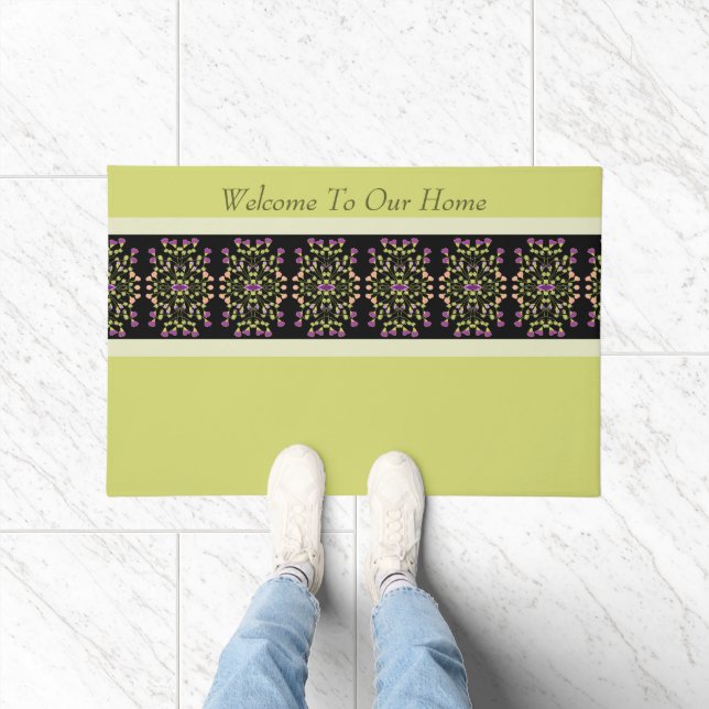 Groen, grijs en zwart deurmat (Binnen)