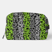 Groen grijs en zwart digitale pixelstrepen toilettasje (Achterkant)