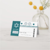 Groen Grijs Football Ticket Bat Mitzvah Zitplaatse Plaatskaartje (Voorkant)