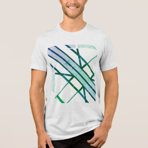 Groen Grijs Geblokt Geometrisch Diagonaal MCM-Uite Tri-Blend Shirt