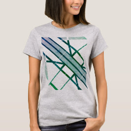 Groen Grijs Geometrische Diagonale MCM Look T-shirt