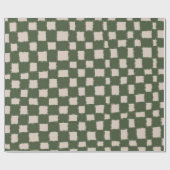 Groen Grijs Geruit Checkerboard Patroon Elegant Cadeaupapier (Vlak)