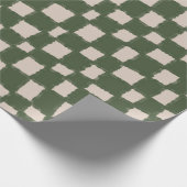 Groen Grijs Geruit Checkerboard Patroon Elegant Cadeaupapier (Hoek)