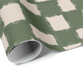 Groen Grijs Geruit Checkerboard Patroon Elegant Cadeaupapier (Rol Hoek)