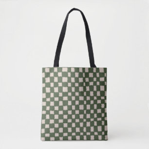 Groen Grijs Geruit Elegant en Veelzijdig Tote Bag