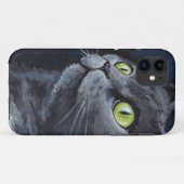 Groen grijs kattenschilderij Case-Mate iPhone case (Achterkant (horizontaal))