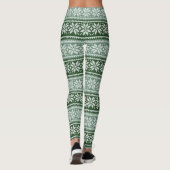 Groen grijs Kerstmis Poinsettia Faux Knit Pattern Leggings (Achterkant)