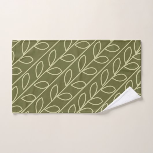 Groen Grijs Kleur Bloemen Blad Patroon Bad Handdoek (Handdoek)