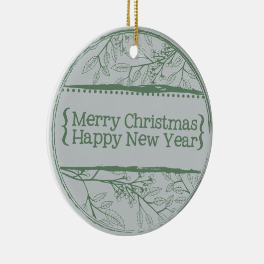 Groen grijs laat Kerstmis achter Keramisch Ornament (Rechts)