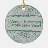 Groen grijs laat Kerstmis achter Keramisch Ornament (Voorkant)