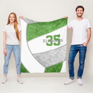 Groen Grijs Meisje Volleybal W Atleet Aangepaste N Fleece Deken