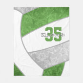 Groen Grijs Meisje Volleybal W Atleet Aangepaste N Fleece Deken (Voorkant)