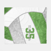 Groen Grijs Meisje Volleybal W Atleet Aangepaste N Fleece Deken (Voorkant (Horizontaal))