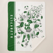 Groen Grijs Meisjes Sport voetballen Sherpa Deken (Voorkant)