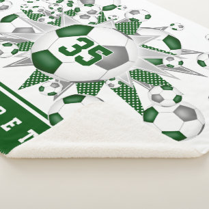 Groen Grijs Meisjes Sport voetballen Sherpa Deken