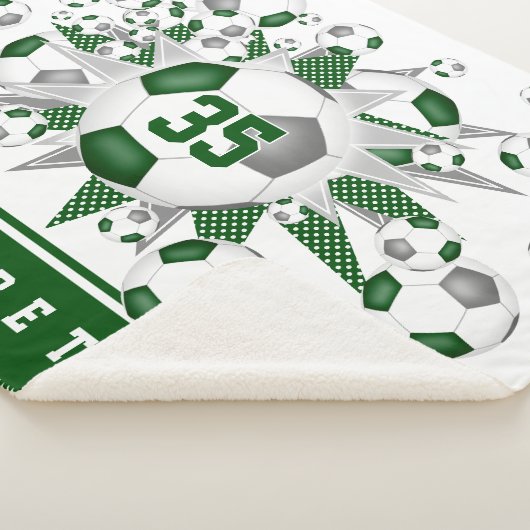 Groen Grijs Meisjes Sport voetballen Sherpa Deken (3/4)