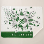 Groen Grijs Meisjes Sport voetballen Sherpa Deken (Voorkant (horizontaal))