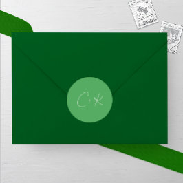 Groen grijs minimalistische bruiloft ronde sticker