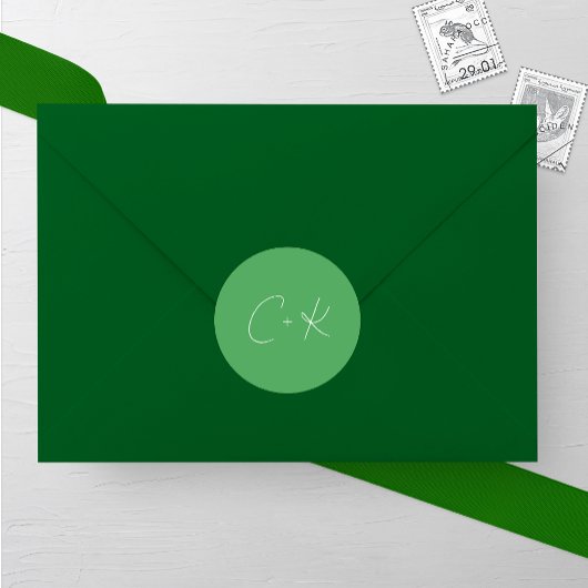 Groen grijs minimalistische bruiloft ronde sticker