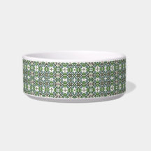 Groen & Grijs Modern Keltisch Patroon Pet Bowl