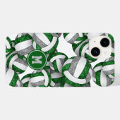 Groen grijs monogram meisjesvolleyballen patroon Case-Mate iPhone case (Achterkant (horizontaal))