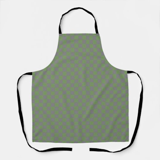 Groen grijs schaakbord geruit patroon schort (Voorkant)