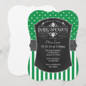 Groen grijs scheurbord met strepes Baby shower Kaart (Voorkant / Achterkant)