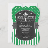 Groen grijs scheurbord met strepes Baby shower Kaart (Voorkant)