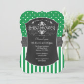 Groen grijs scheurbord met strepes Baby shower Kaart (Staand voorkant)