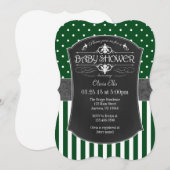 Groen grijs scheurbord met strepes Baby shower Kaart (Voorkant / Achterkant)