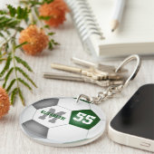 groen grijs schoolteam kleuren jongens voetbal sleutelhanger (Voorkant Rechts)